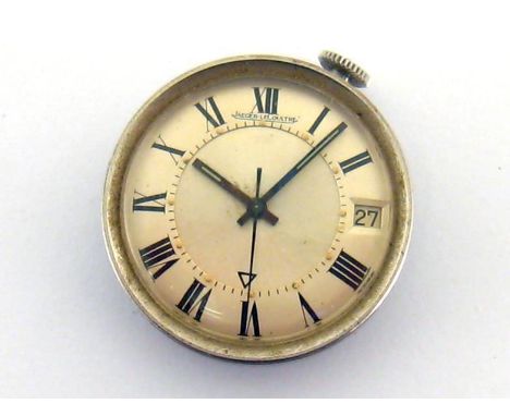 Jaeger LeCoultre, a Memovox alarm travel clock (dial, case and movement only), circa 1970, no. 1136588, the silvered dial wit