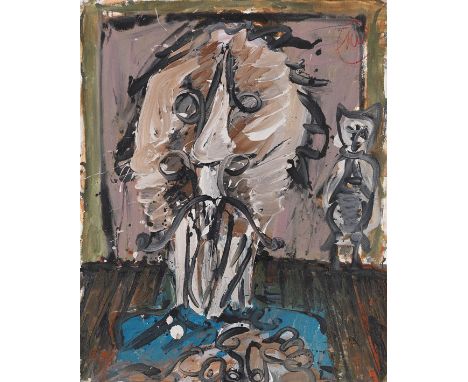 Markus Lüpertz     1941 Liberec/Böhmen - lebt und arbeitet in Berlin, Düsseldorf und Karlsruhe Mann + Eule II. 1996. Öl auf L
