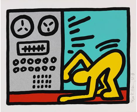 Keith Haring     1958 Reading/Pennsylvania - 1990 New York Pop Shop Quad III. 1989. Farbserigrafie.  Littmann S. 142. Signier