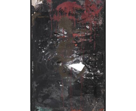 Adolf Frohner     1934 Groß-Inzersdorf - 2007 Wien Erstes Hackbild. 1961. Assemblage. Dispersion, Zement, Nägel und Leinen au