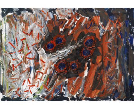 A. R. Penck (d.i. Ralf Winkler)     1939 Dresden - 2017 Zürich Die Wurzeln des Kalten Krieges. 1980. Öl auf Leinwand.  Auf de