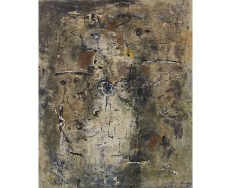 Emil Schumacher     1912 Hagen - 1999 San José/Ibiza Für Berlin. 1957. Mischtechnik auf Leinwand.  Rechts unten signiert und 