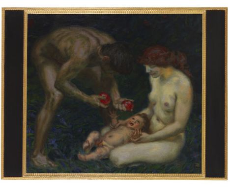Franz von Stuck     1863 Tettenweis - 1928 München Adam und Eva (Die Familie). 1912. Öl auf Leinwand.  Voss 401/249. Rechts u