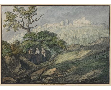 Karl Philipp Fohr     1795 Heidelberg - 1818 Rom Ruine Frankenstein. Winter 1813/14. Aquarell, über Bleistift und Feder.  Mär