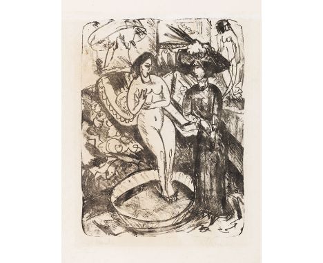 Ernst Ludwig Kirchner     1880 Aschaffenburg - 1938 Davos Der Besuch der Freundin. 1912. Lithografie.  Gercken 558 I (von II)