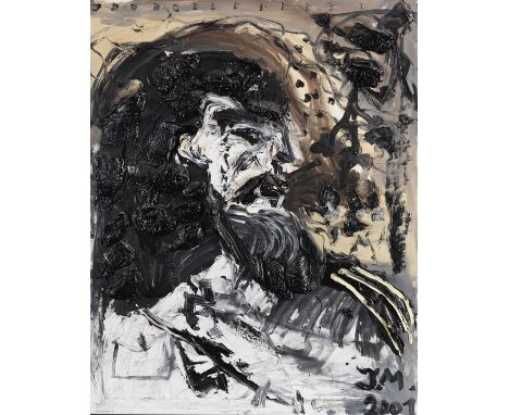 Jonathan Meese     1970 Tokio - lebt und arbeitet in Berlin und Hamburg Marshal de Plebs-Odem. 2001. Öl auf Leinwand.  MEE 47