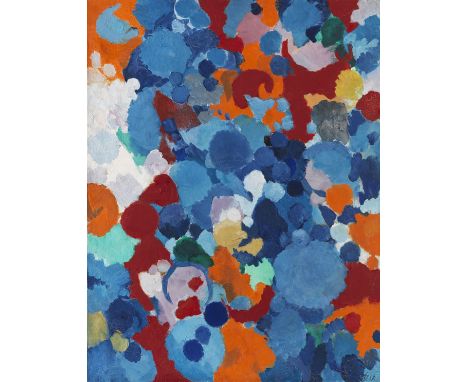 Ernst Wilhelm Nay     1902 Berlin - 1968 Köln Blau bewegt. 1957. Öl auf Leinwand.  Scheibler 826. Rechts unten signiert und d