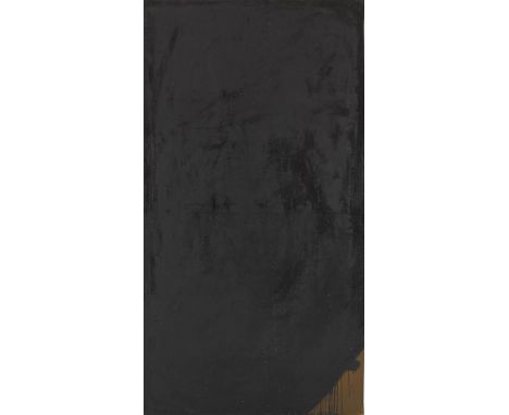 Arnulf Rainer     1929 Baden bei Wien - lebt und arbeitet in Wien Schwarze Übermalung auf Braun. 1955/56. Öl auf Leinwand.  V
