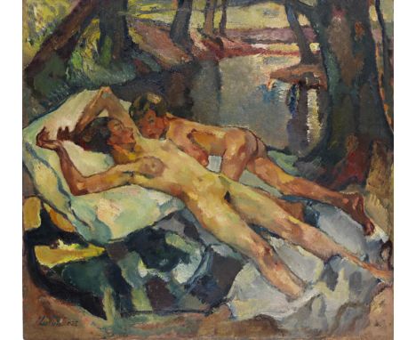 Leo Putz     1869 Meran - 1940 Meran Ein Sommertag. 1925. Öl auf Leinwand.  Putz 855. Links unten signiert und datiert '025'.