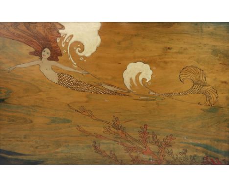 ELIZABETH MARY WATT (SCOTTISH 1886-1954) MERMAID Mixed media on panel, signed and dated 1933, 24.5 x 29.5cm (9.5 x 11.5") Con