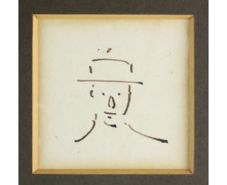 JOSEPH CRAWHALL RSW (BRITISH 1861-1913) FIGURE STUDY HEAD AND SHOULDERS WEARING A HAT Sepia ink drawing, 5 x 5cm (2 x 2") Ins