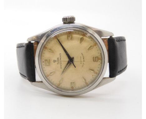 A TUDOR OYSTER PRINCE ROTOR SELF WINDING with textured cream dial , Arabic and arrow head numerals, and dauphin hands. diamet