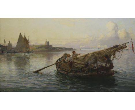 HAMILTON MACALLUM (SCOTTISH 1841-1896) FISHING BOAT MAKING FOR HARBOUR Oil on canvas, signed and dated 1889, 69 x 122cm (27 x