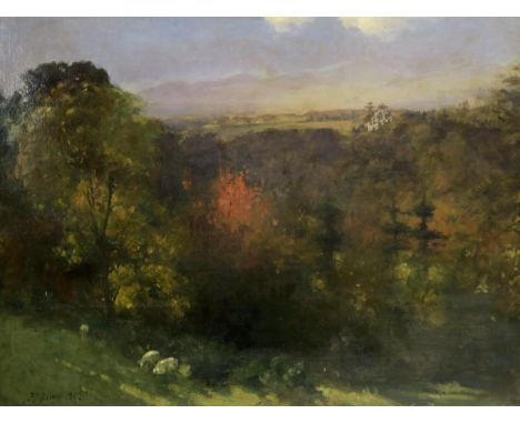 PATRICK WILLIAM ADAM RSA (SCOTTISH 1854-1929) VIEW OF ROSSLYN CHAPEL WITH SHEEP Oil on canvas, signed and dated 1891, 50.5 x 