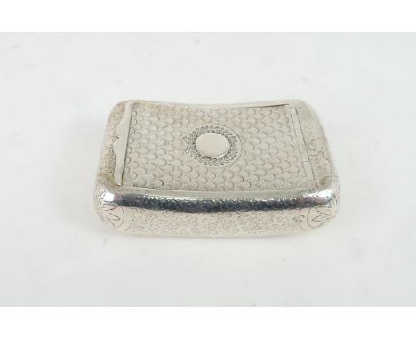 A GEORGE III SILVER TOOTHPICK BOX of rectangular form with rounded sides, the body with punched swirling decoration, the lid 