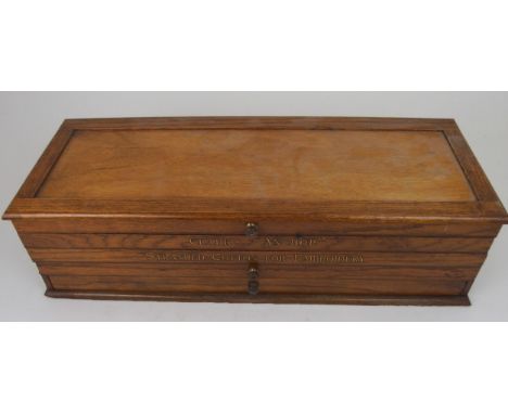 AN OAK CANTILEVER FOUR TIER THREAD BOX with gilt painted lettering inscribed Clark's Anchor Stranded Cotton For Embroidery, t