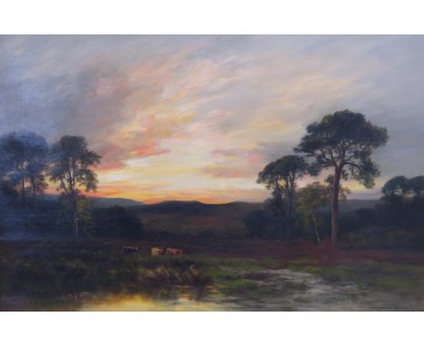 WILLIAM BEATTIE-BROWN RSA (SCOTTISH 1831-1909) SUNDOWN IN STRATH-TUMMEL Oil on canvas, signed, 40.5 x 61cm (16 x 24") Inscrib