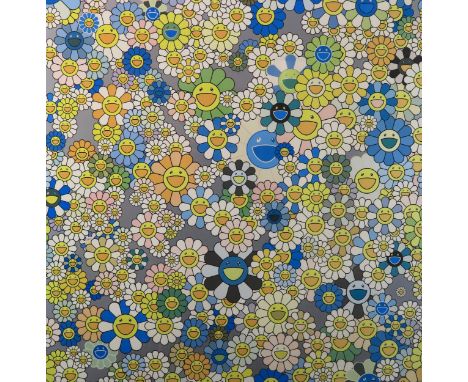 TAKASHI MURAKAMI (JAPANESE B.1962) FLOWER Offset lithograph, signed lower right, numbered (32/390), 68 x 68cm (26.75 x 26.75"