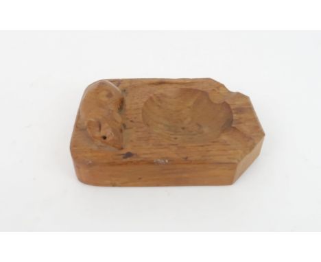 ROBERT MOUSEMAN THOMPSON A rectangular oak ashtray carved with signature mouse, 10cm Condition Report:some staining