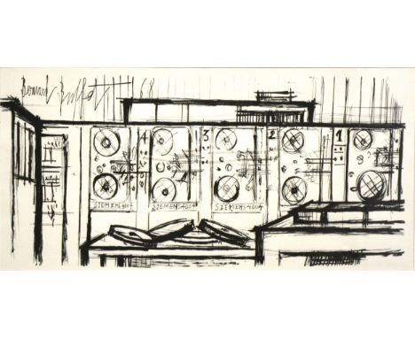Bernard Buffet, Siemens Computer, lithograph, 33 x 66 cm