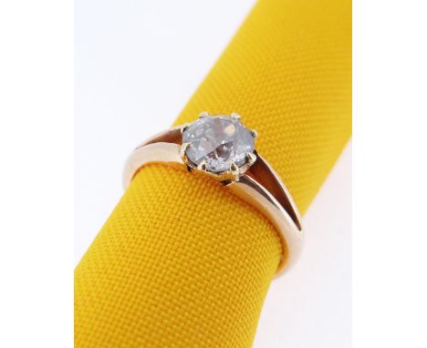 15CT GOLD DIAMOND SOLITAIRE RING, the old European cut diamond measuring 1.0cts approx. (visual estimate), ring size O, 3.0gm