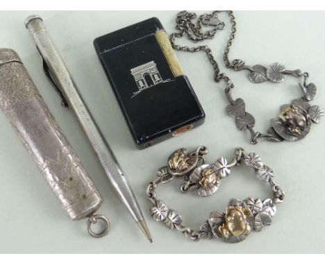 SILVER &amp; COLLECTABLES comprising yard-o-lead silver propelling pencil pat number 422767, silver foliate engraved cheroot 