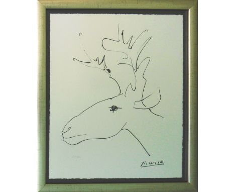 AFTER PABLO PICASSO, 'Le Cerf', lithograph on Arches paper, signed in the plate, 712/800, 42cm x 32.5cm, framed and glazed.