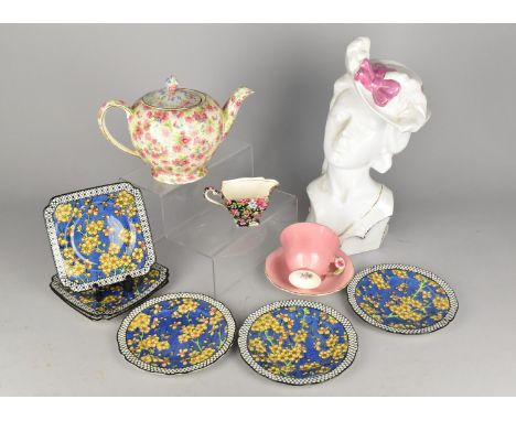 A Collection of Various Mid Century Ceramics to Comprise Chintz Teapot, Royal Winton Posy Cup and Saucer, Ceramic Bust etc (V