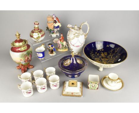A Collection of Various English and Continental Porcelain to Comprise Coalport Footed Bowl Decorated in Gilt With Exotic Bird