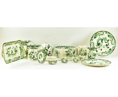 Mason's Ironstone china - a vintage 20th century dinner service named Chartreuse. The service in green gold comprising two di