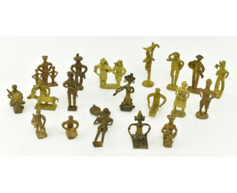A collection of twenty 20th century dhokra / dokra figurines. Each cast using the lost wax process, some gilt. Depicting Indi