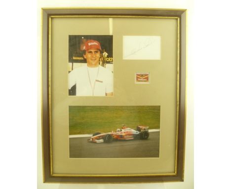 ALEX ZANARDI, FORMULA ONE RACING DRIVER AUTOGRAPH, framed with a portrait photograph, one of him in his car and a "Williams" 
