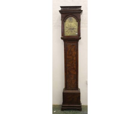 Blanchard London - A George I period walnut cased long case clock c1730, the arched brass dial with pierced foliate spandrels