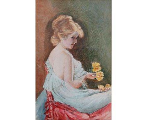 after John Robinson watercolour on paper framed and mounted portrait of a lady 41cm x 54cm