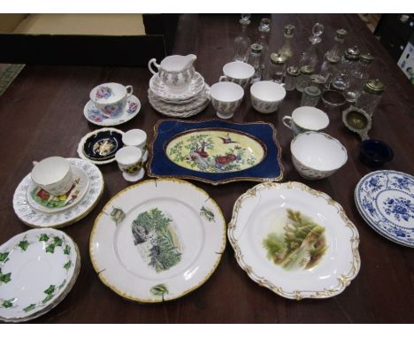 Various china part tea sets, plates and trinket dishes inc Minton, Doulton etc
