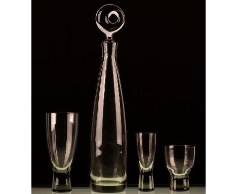 PER LUTKEN (Danish, 1916-1998), a pair of Canada tall tumblers, 15.5cm high, with five smaller glasses,11.5cm high and six sm