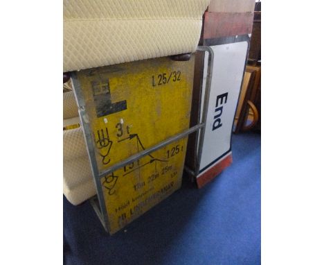 TWO ENAMEL SIGNS, one sign reading End and one German sign (2)