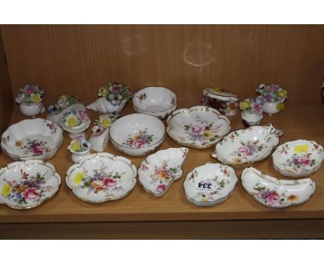 ROYAL CROWN DERBY 'DERBY POSIES' TRINKET DISHES, etc (11) and nine floral ornaments