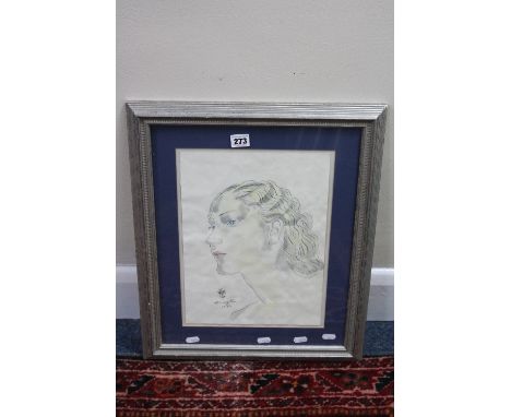 IN THE MANNER OF FOUJITA, a female portrait study,watercolour and ink, signed and dated 1932 lower left, approximately 34.5cm