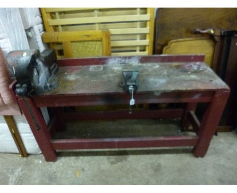 WORK BENCH, with two engineers vices (2)