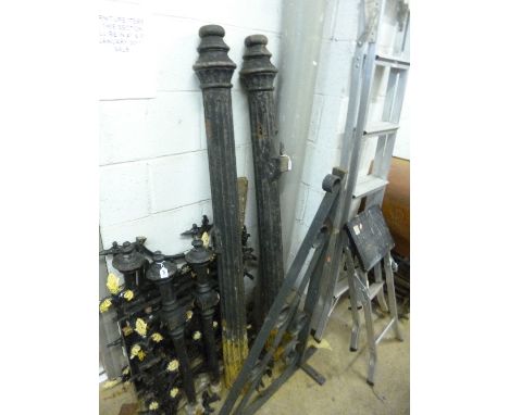 TWO HEAVY CAST IRON GATE AND SLAM POSTS, approximate height 156cm
