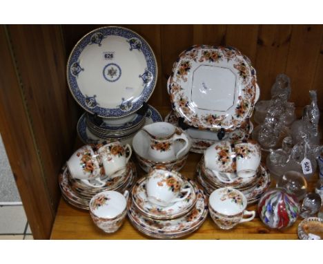 ROYAL WORCESTER CROWN WARE 'CORNUCOPIA' SANDWICH SET, (9), a teaset 'Anzae' and a plate