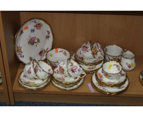 HAMMERSLEY & CO TEAWARES, No.12668, florally decorated on white ground with gilt edging, different backstamps (over 30 pieces