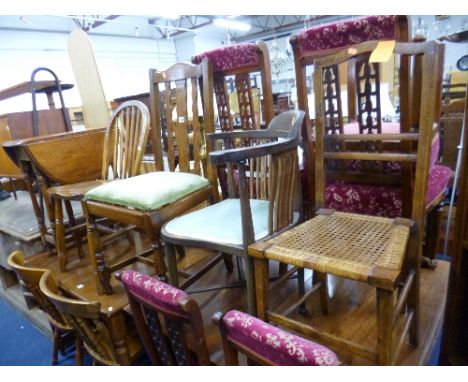 FOUR VARIOUS CHAIRS, and a small oak gate-leg table (sd) (5)