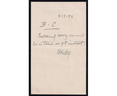 Garnet Wolseley Distinguished Army Field Marshal One Page Hand Written Signed Note. Good condition. All autographs come with 