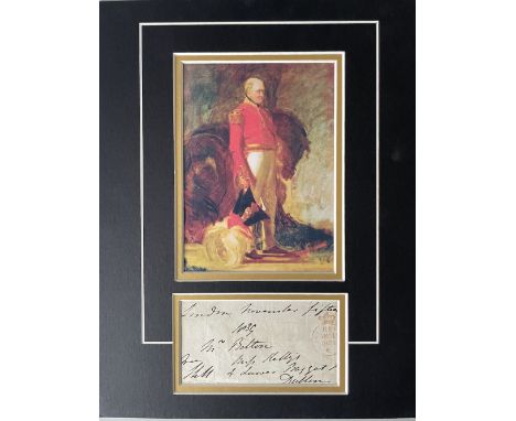 General Rowland Hill Army General at the Battle of Waterloo Signed Display. Approx 14 x 11 inches overall. Good condition. Al
