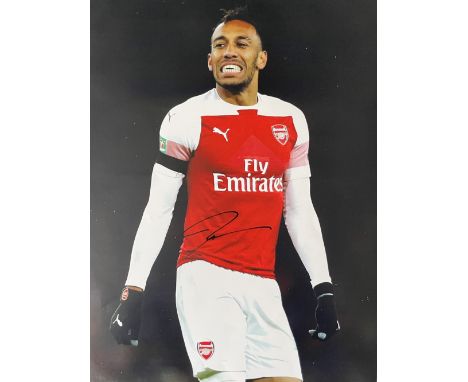 Pierre Emerick Aubameyang Arsenal Footballer Large 16x12 inch Signed Photo. Good condition. All autographs come with a Certif