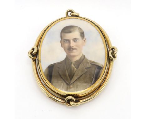 AN EARLY-20TH CENTURY PORTRAIT MINIATURE The subject, a young man in military uniform, sporting a moustache, painted on ivory