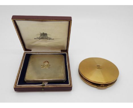 QUEEN ELIZABETH THE QUEEN MOTHER: A SILVER PRESENTATION POWDER COMPACT  Hallmarked for Padgett & Braham Ltd., London, 1938, w