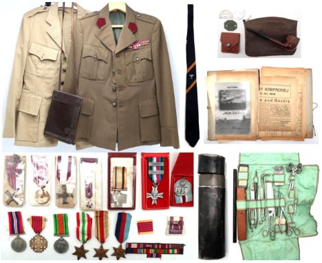 A WW2 POLISH/BRITISH MEDAL GROUP AND ARCHIVE OF PERSONAL EFFECTS BELONGING TO THE LATE CAPTAIN JOZEF KALEBA OF THE 3rd CARPAT